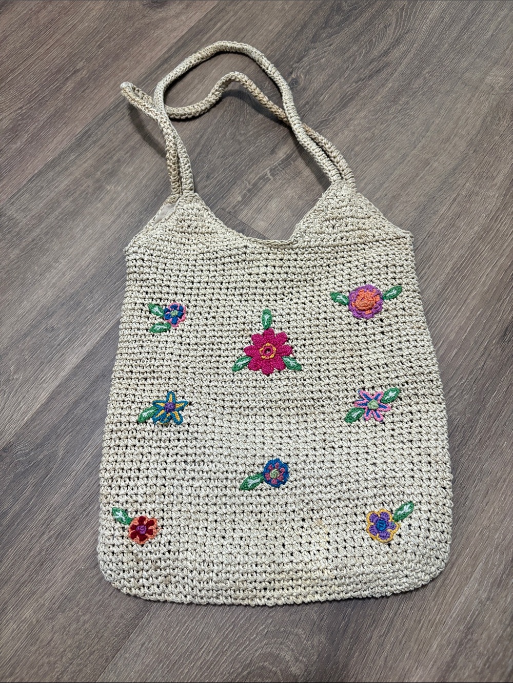 Vintage Y2K Straw Flower Accent St. John’s Bay Shoulder Bag